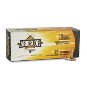 ARMSCOR .22LR HIGH VELOCITY 36 GRAIN HP 500 ROUND BOX