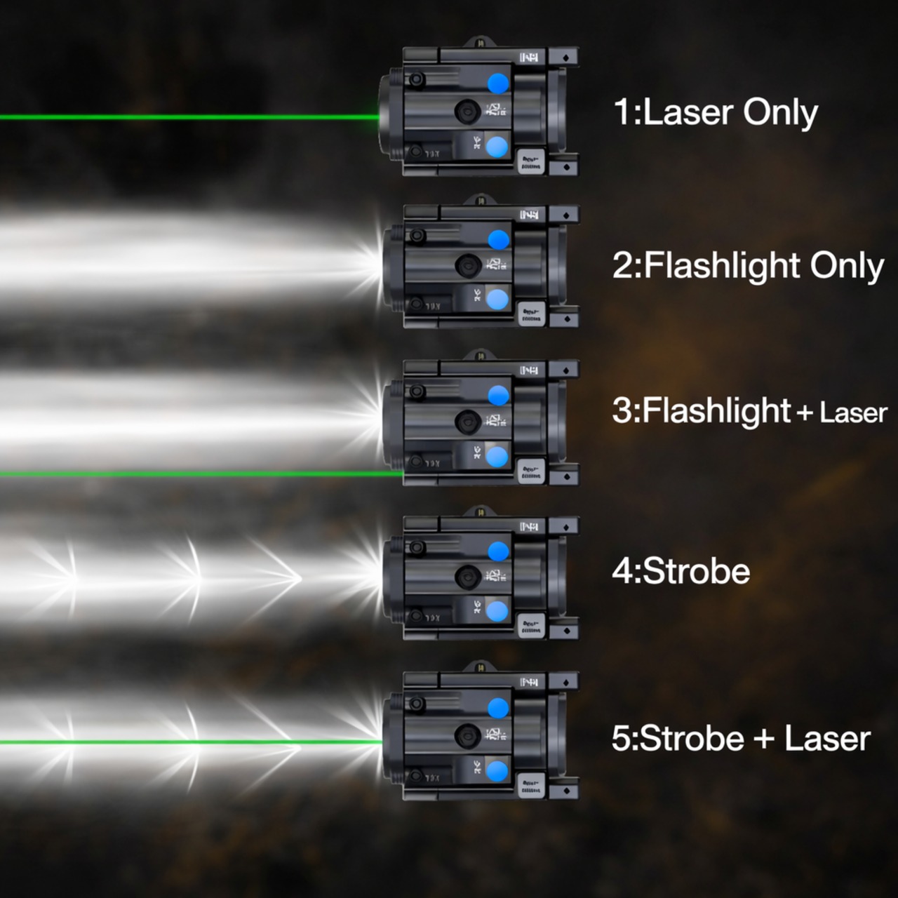 NFG Green Laser Tactical Flashlight, 800 Lumen (FDE) - Image 2