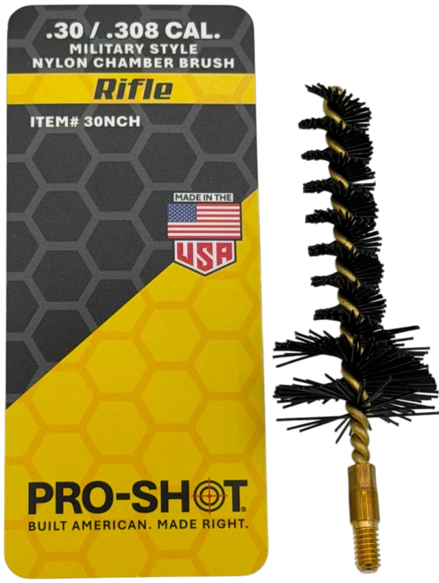 PRO-SHOT .30 Cal. Military Style Nylon Chamber Brush (.308 / 7.62 NATO / .300 Blackout AR Platform Rifles)