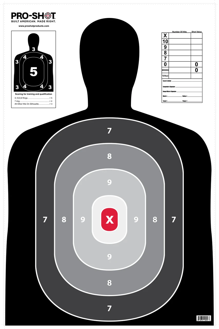PRO-SHOT B27-ECONOMY PRO-STYLE SILHOUETTE TARGET - 5 PACK