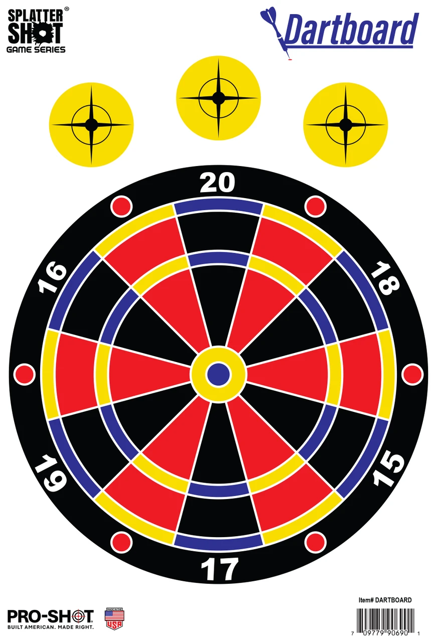 Splatter Shot® GAME SERIES 12" x 18" DARTBOARD- 8 Pack