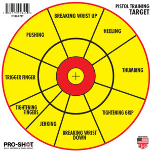 PRO-SHOT 12" Bullseye Pistol Diagnostic Training Target (Right/Left-Hand) - 6 Pack