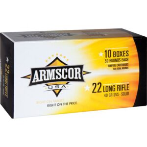 ARMSCOR 22LR 40 GRAIN STANDARD VELOCITY SOLID POINT 500 ROUND BOX