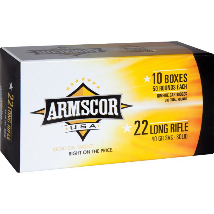 ARMSCOR 22LR 40 GRAIN STANDARD VELOCITY SOLID POINT 500 ROUND BOX