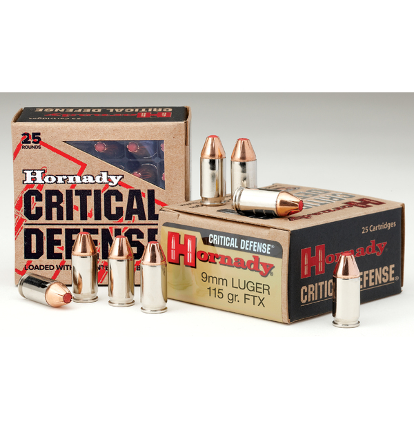 HORNADY FXT CRITICAL DUTY 9MM 115 GRAIN 1135 FPS 25 ROUND BOX