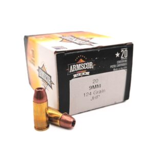 ARMSCOR 9MM 124 GRAIN JHP, 20 ROUND BOX