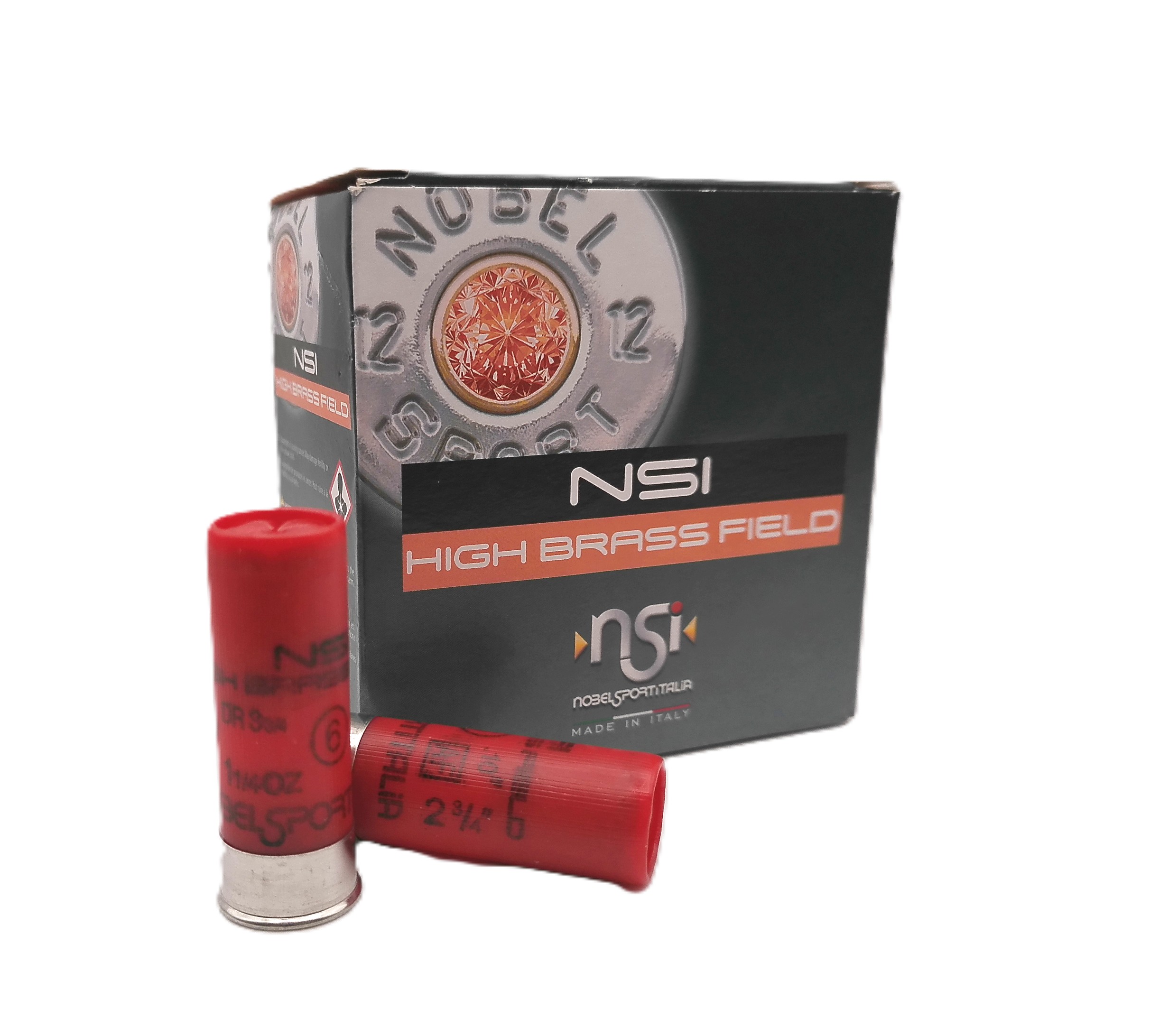NOBLE SPORT HIGH BRASS 12 GAUGE 2 3/4", 1 1/4oz, #6 SHOT 1330 FPS 25 ROUND BOX