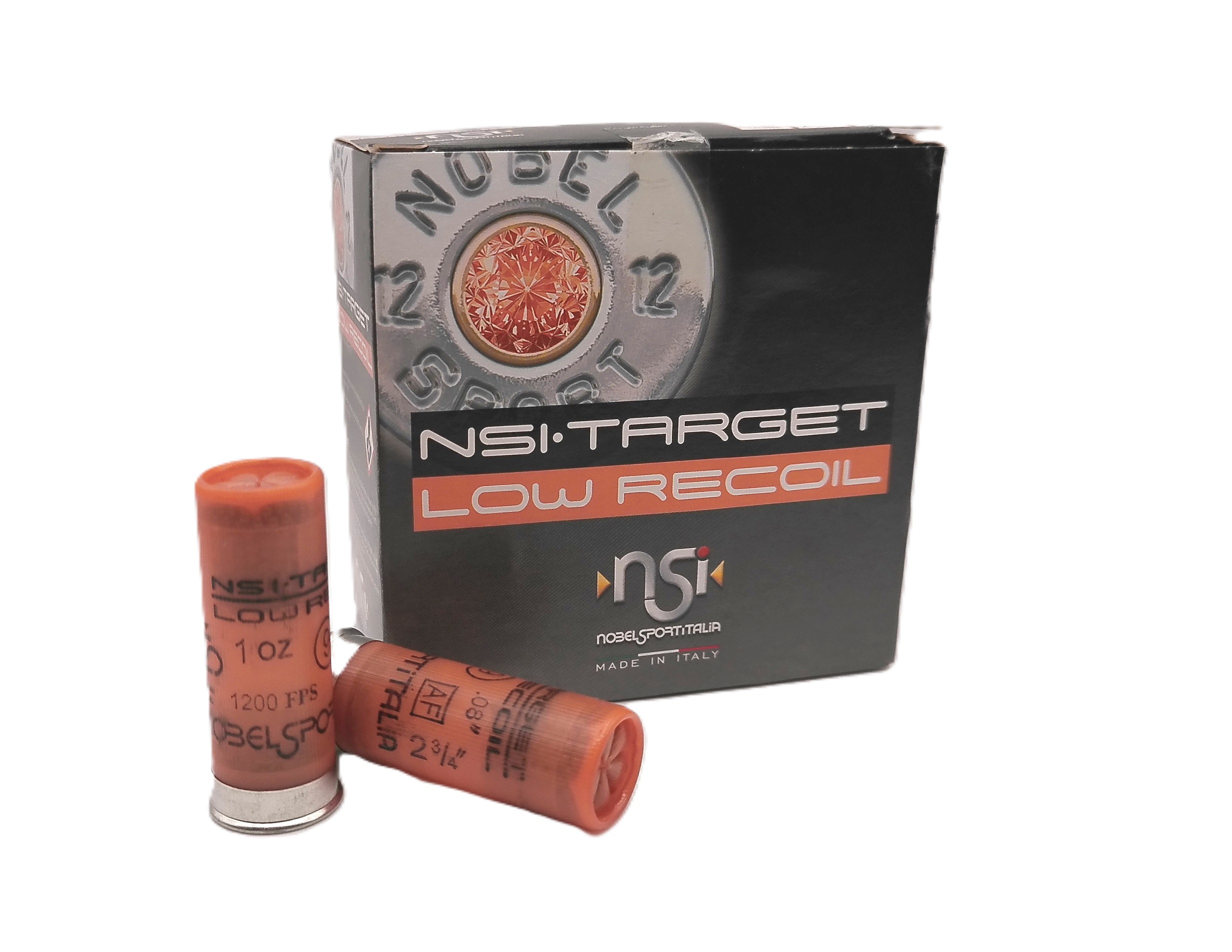 NOBEL SPORT TARGET LOW RECOIL 12 GAUGE #7.5 SHOT 2.75 " 1 OZ. 1300 FPS 25 ROUND BOX