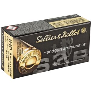 SELLIER & BELLOT 9MM 124 GRAIN JHP, 50 ROUND BOX