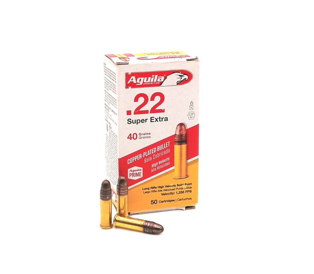 AGUILA .22LR 40 GRAIN SP Hi-VELOCITY 1255 FPS 50 ROUND BOX (COPPER PLATED)